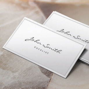 Carte de visite blanc chic de chanteur de