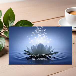 Carte De Visite Blanc chic Lotus Bleu