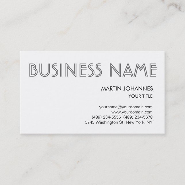 Carte de visite blanc chic professionnel tendance (Devant)