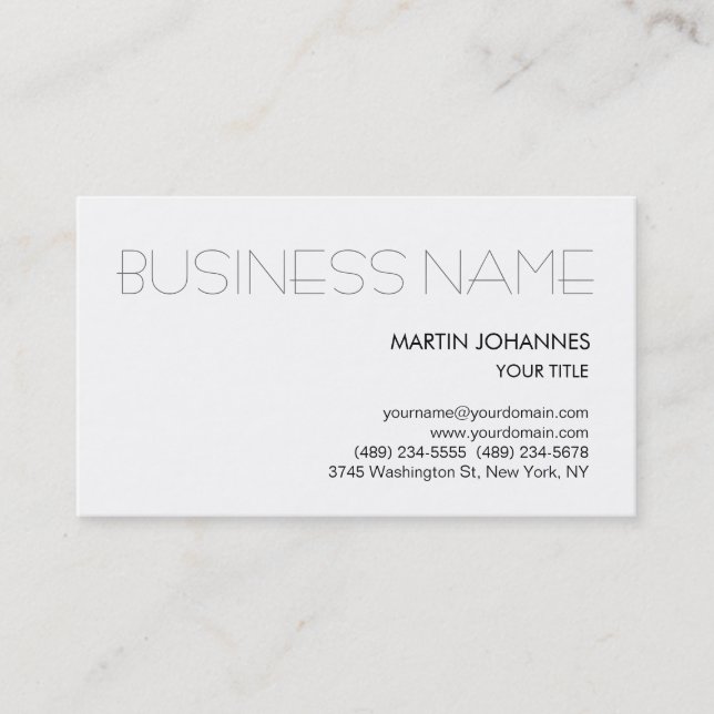 Carte de visite blanc chic professionnel tendance (Devant)