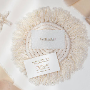 Carte De Visite Blanc chic   Revêtement en cuir élégant