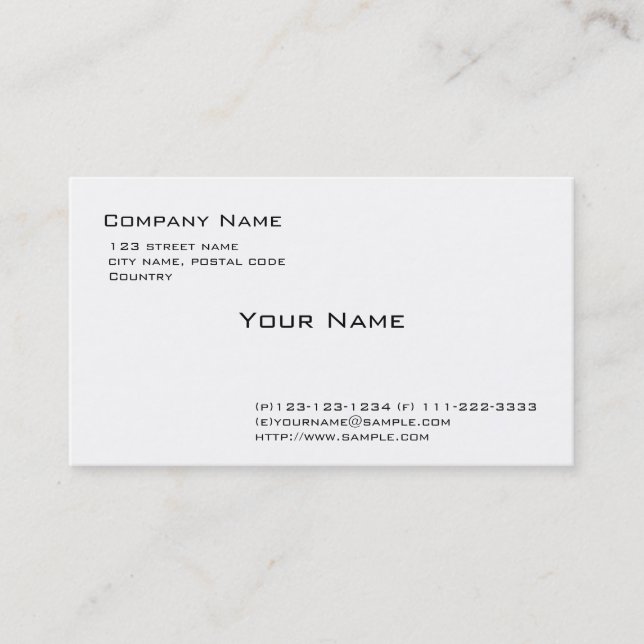 Carte De Visite blanc clair (Devant)