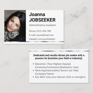 Carte De Visite Blanc clair classique recherche d'emploi minimal é