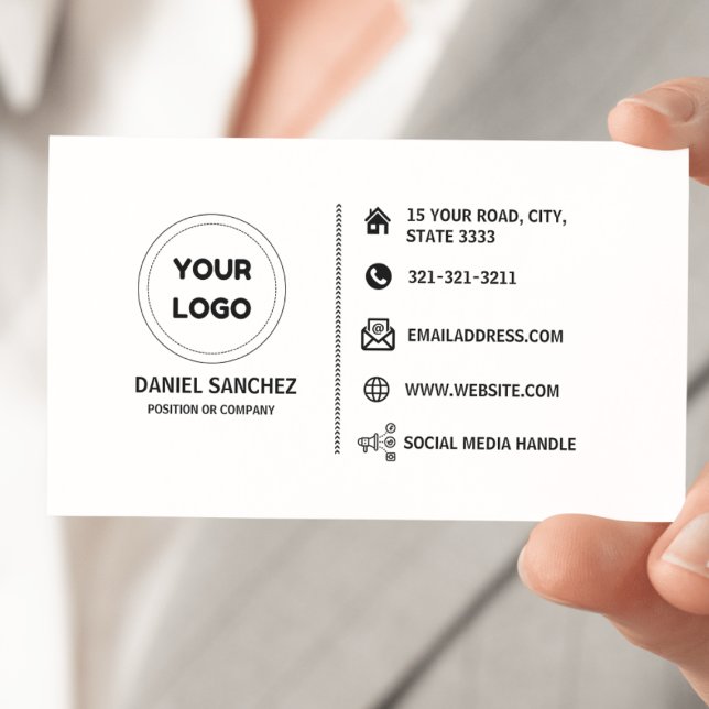 Carte De Visite Blanc clair Générique Ajouter votre logo (Créateur téléchargé)