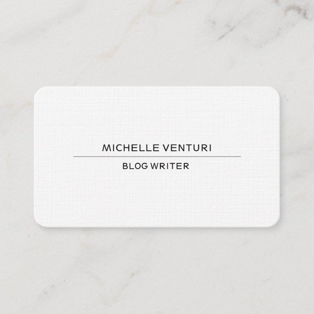 Carte De Visite Blanc clair Simple Professionnel Blog Writer Web (Devant)