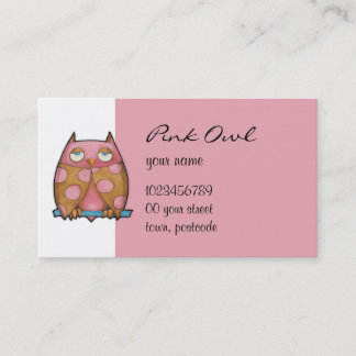 Carte de visite blanc de Chouette rose