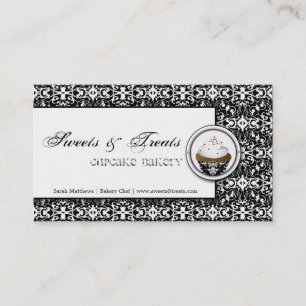 Carte de visite blanc de damassé de noir de