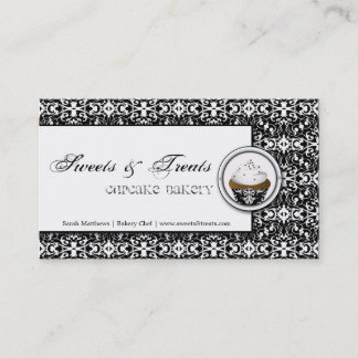 Carte de visite blanc de damassé de noir de