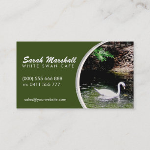 Carte de visite blanc de jardin de vert de cygne