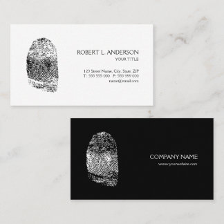 Carte De Visite Blanc de noir d'investigateur privé d'empreinte