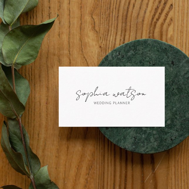 Carte de visite blanc de signature de script minim (Créateur téléchargé)