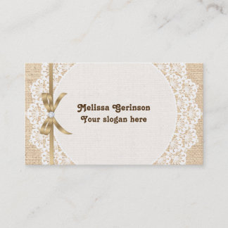 Carte De Visite Blanc dentelle et burlap