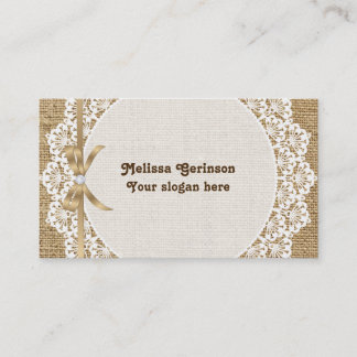 Carte De Visite Blanc dentelle et burlap