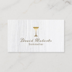 Carte De Visite Blanc élégant de Sommelier de barman de vin