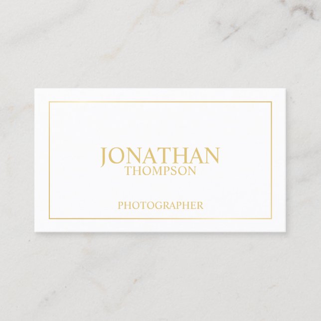 Carte De Visite Blanc élégant professionnel et or (Devant)