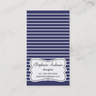 Carte de visite blanc et bleu-foncé de rayures
