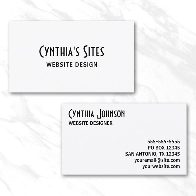 Carte De Visite Blanc et Noir Retro Gras (White and Black Retro Bold Business Card)