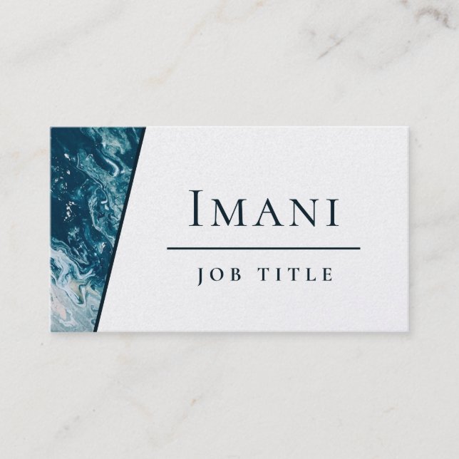 Carte De Visite Blanc et Turquoise bleu vert Abstrait minimal (Devant)