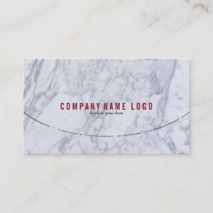 Carte De Visite Blanc & gris Faux Marbre Argent Accents