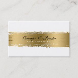 Carte De Visite Blanc & Grunge Gold Stripe Design moderne 2