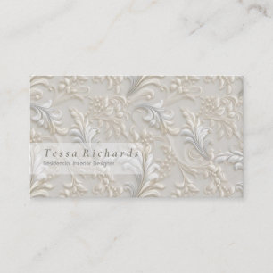 Carte de visite blanc Ivory Acanthus