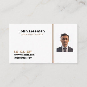 Carte De Visite Blanc moderne avec agent d'assurance Brown Lines