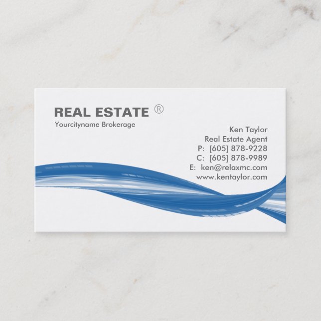 Carte De Visite Blanc moderne de bruissement bleu de logo (Devant)