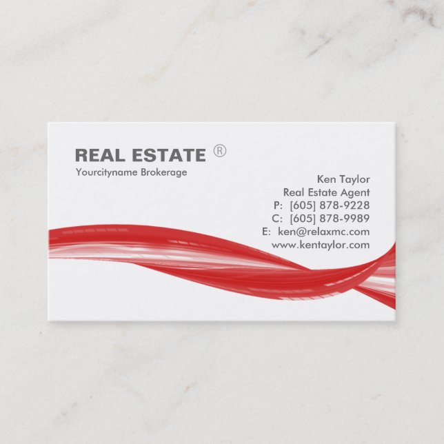 Carte De Visite Blanc moderne de bruissement rouge de logo (Devant)