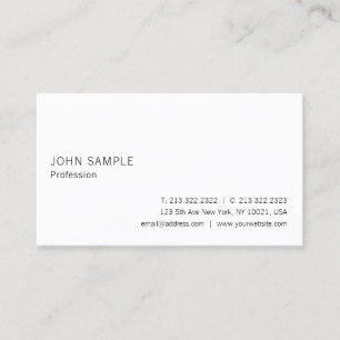 Carte De Visite Blanc Moderne Professionnel Plat Élégant Simple