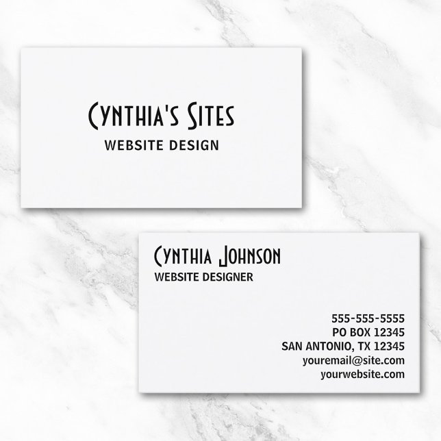 Carte De Visite Blanc & Noir (White and Black Retro Bold Business Card)