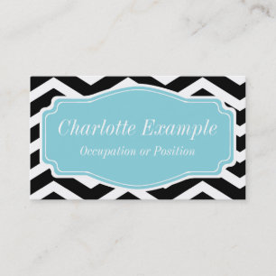Carte De Visite Blanc noir Chevron bleu personnalisé