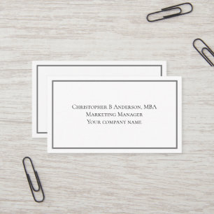 Carte De Visite Blanc Noir Gris Minimaliste Professionnel Entrepri