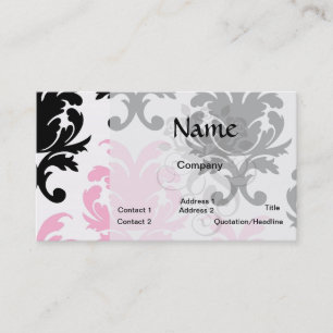 Carte De Visite blanc noir rose charmant audacieux damassé