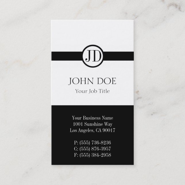 Carte De Visite Blanc pendant de YourJobTitle (Devant)