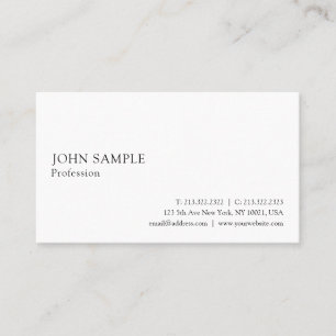 Carte De Visite Blanc Professionnel Plat Simple Élégant Moderne