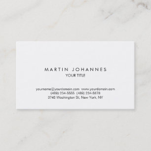 Carte de visite blanc professionnel tendance Plain