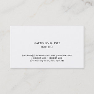 Carte de visite blanc professionnel tendance Plain