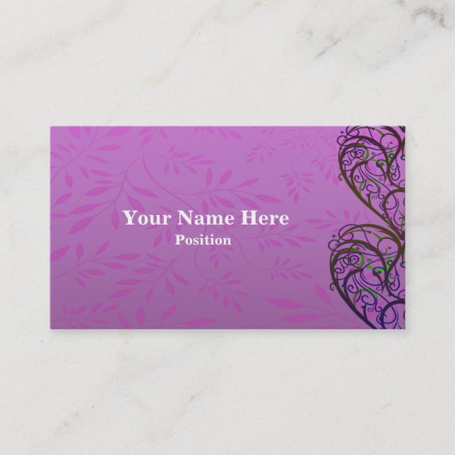 Carte de visite blanc rose de damassé (Devant)