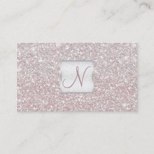 Carte De Visite Blanc Rose Paillettes Chic Glamour Pailleté Salon