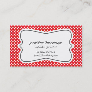 Carte de visite blanc rouge Girly de pois