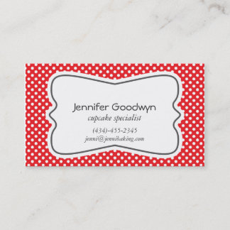 Carte de visite blanc rouge Girly de pois