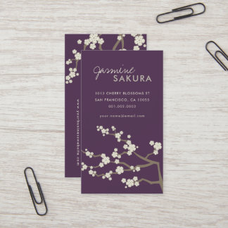 Carte De Visite Blanc Sakura Oriental Cherry Blossoms Élégant Chic