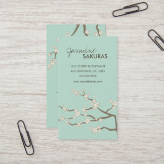 Carte De Visite Blanc Sakura Oriental Cherry Blossoms Élégant Chic