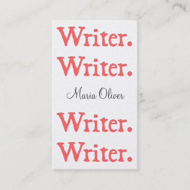 Carte De Visite Blanc saumoné de l'auteur 4-Stack (Devant)