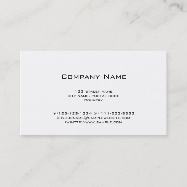 Carte De Visite blanc simple et uni (Devant)