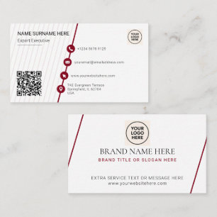 Carte De Visite Blanc simple formalisé QR Code professionnel moder