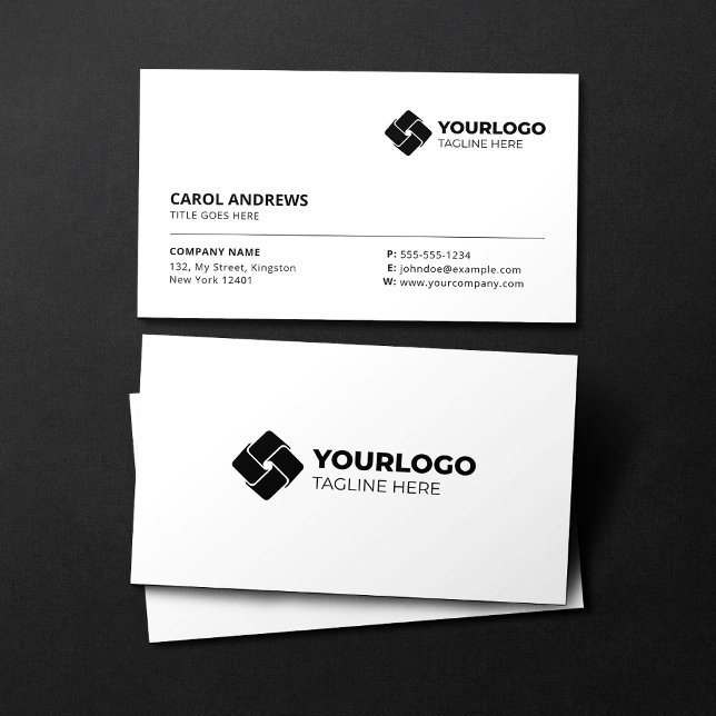 Carte De Visite Blanc Simple Générique Ajoutez Votre Logo (Créateur téléchargé)