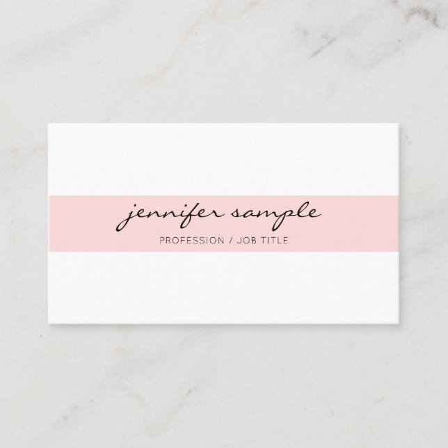 Carte De Visite Blanc simple moderne élégant de rose d'écriture (Devant)