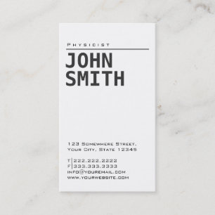 Carte de visite blanc simple simple de physicien