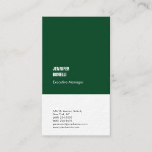 Carte De Visite Blanc vert épais moderne minimaliste professionnel